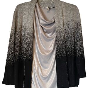 Ruby Rd Black Silver Two Piece Sweater, Size 6, Excellent Condition